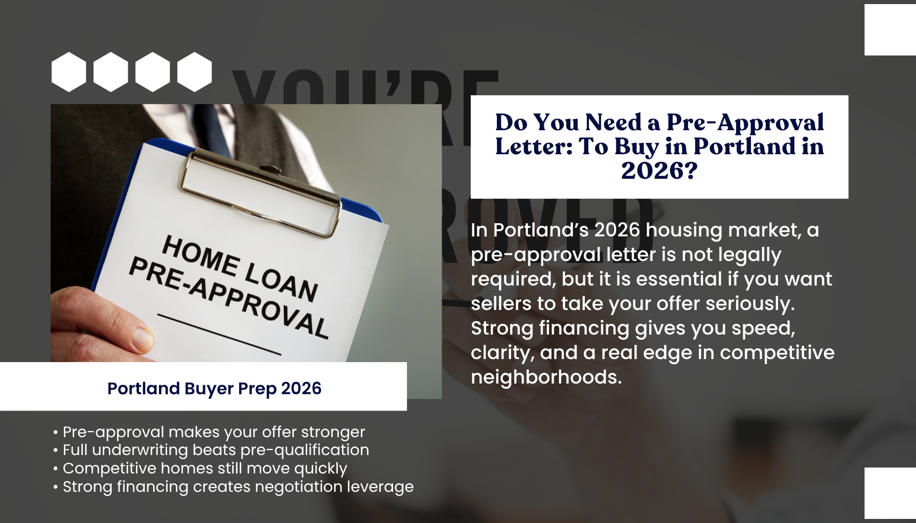 Yes, you do if you want your offer taken seriously in Portland Oregon. It’s not legally required, but sellers expect it and it gives you speed, clarity, and leverage in 2026’s shifting market.