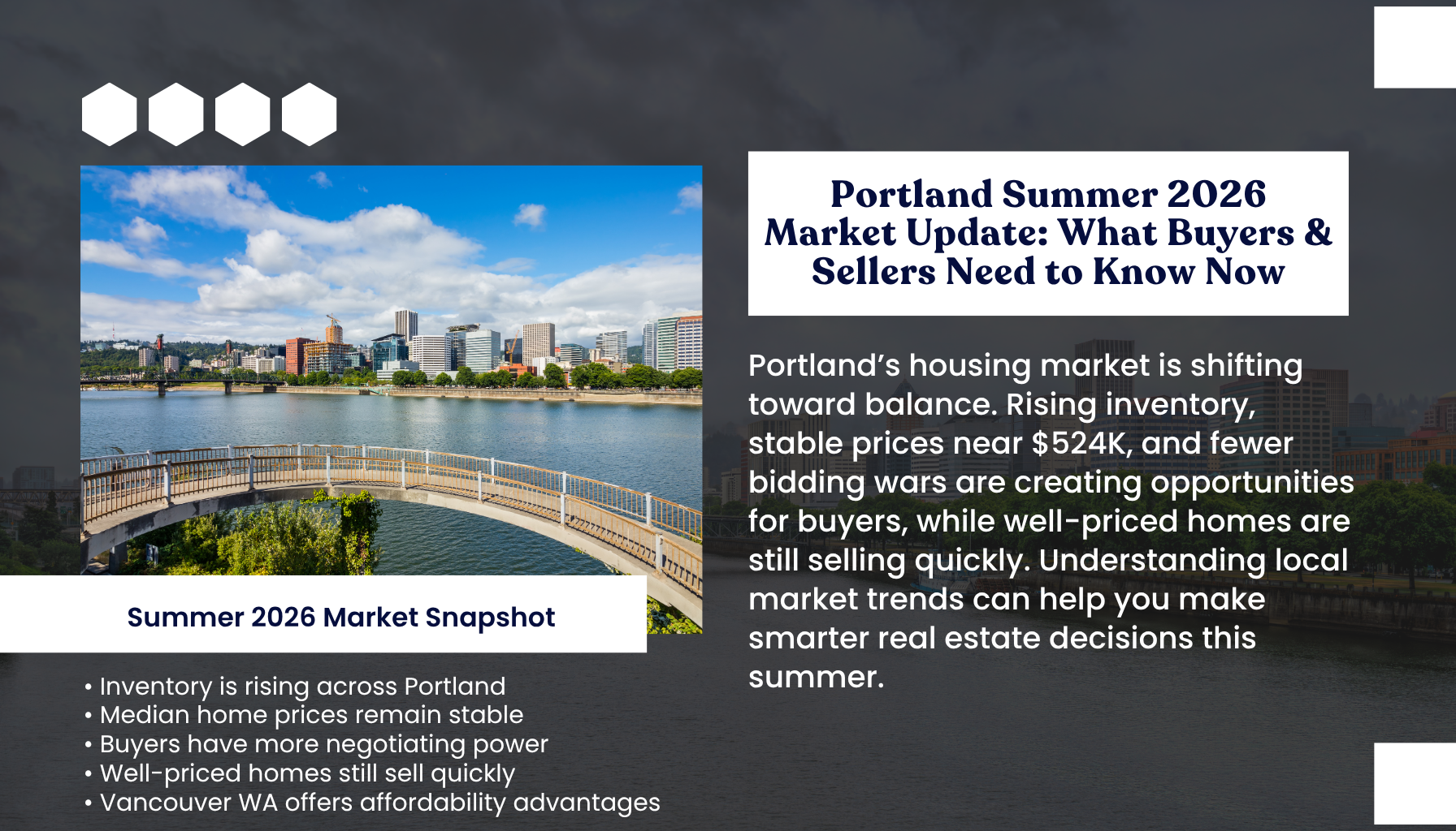 Portland’s housing market is shifting toward balance. Rising inventory, stable prices near $524K, and fewer bidding wars are creating opportunities for buyers, while well-priced homes are still selling quickly. Understanding local market trends can help you make smarter real estate decisions this summer.