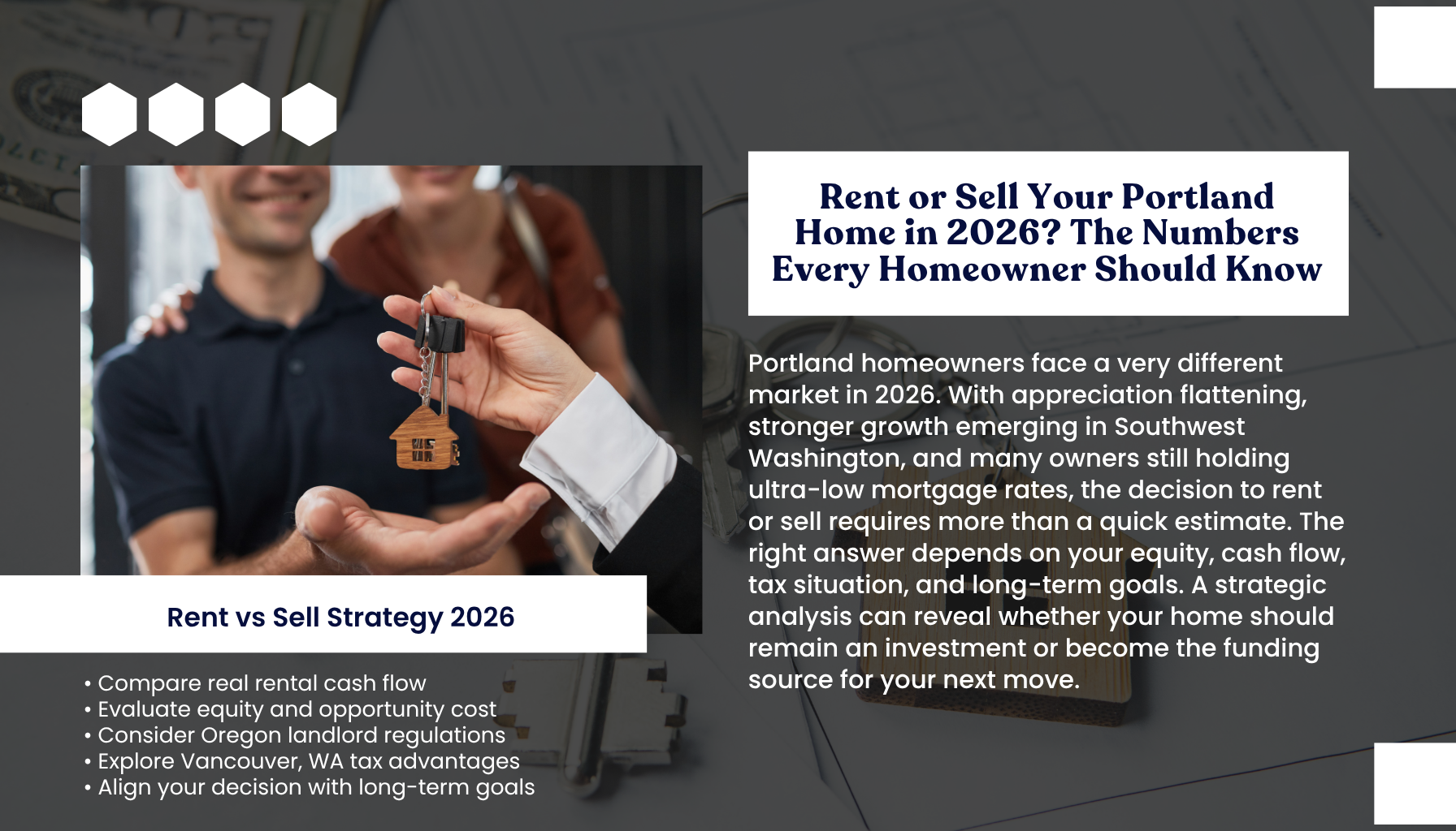 Portland Oregon first-time home buyer infographic explaining the realistic cost of purchasing a 3-bedroom home in 2026, including home prices, down payments, closing costs, seller credits, and monthly budget planning
