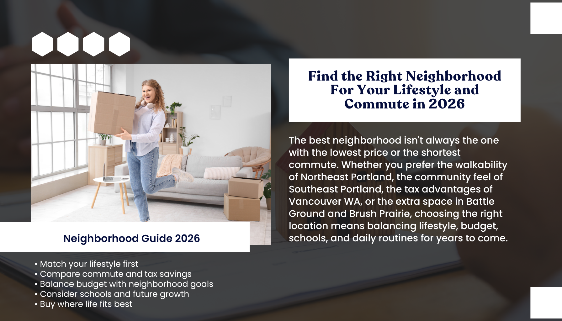 "Portland Oregon neighborhood guide infographic helping home buyers choose the best neighborhood in 2026 based on lifestyle, commute, schools, affordability, and long-term homeownership goals."