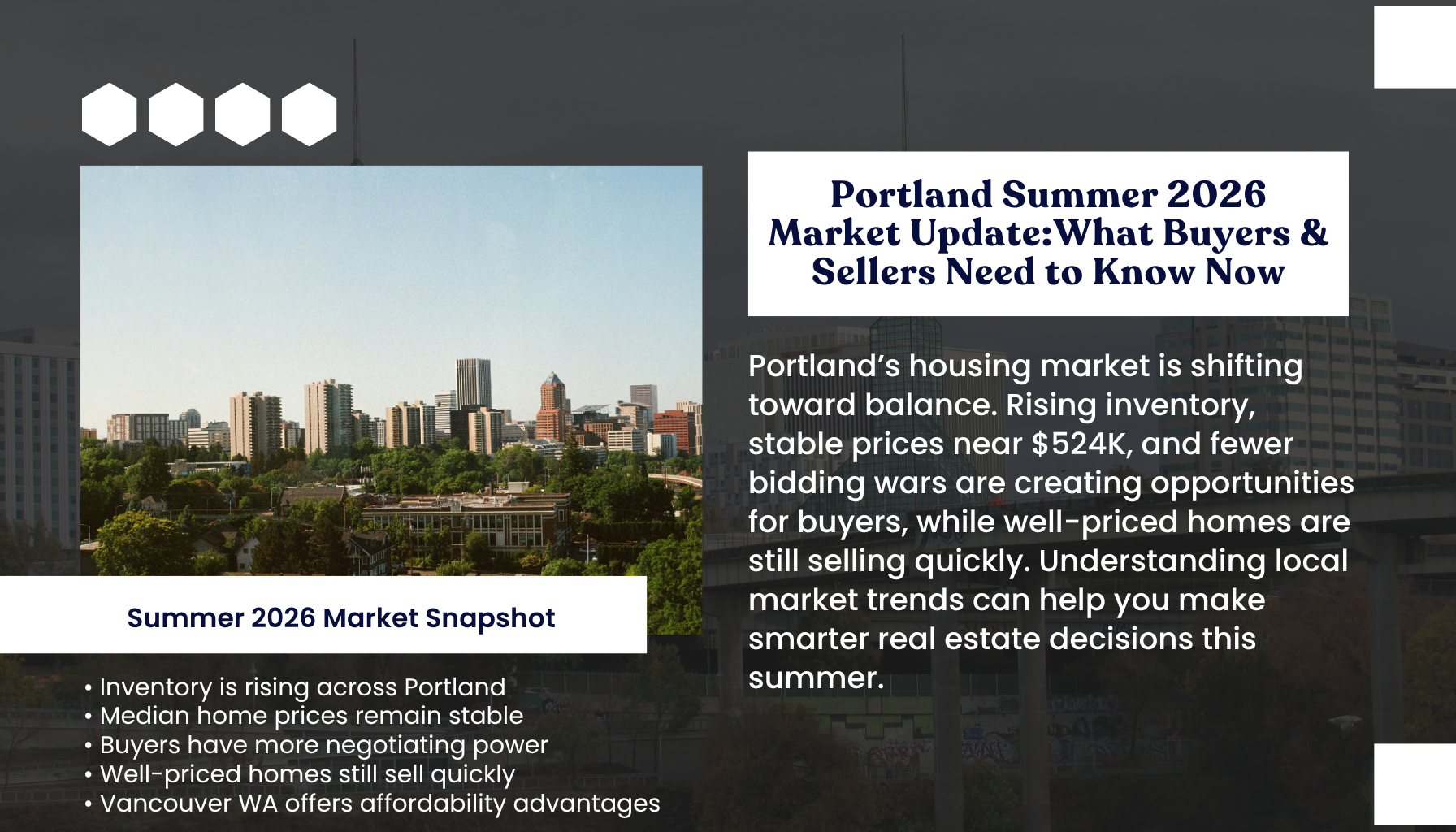 “Portland Oregon real estate infographic explaining how to identify overpriced homes in 2026 using comparable sales, days on market, price reductions, and price-per-square-foot analysis.”