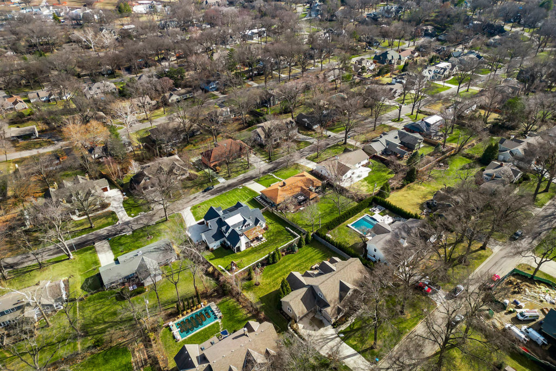 Fairway Kansas Neighborhood Drone View