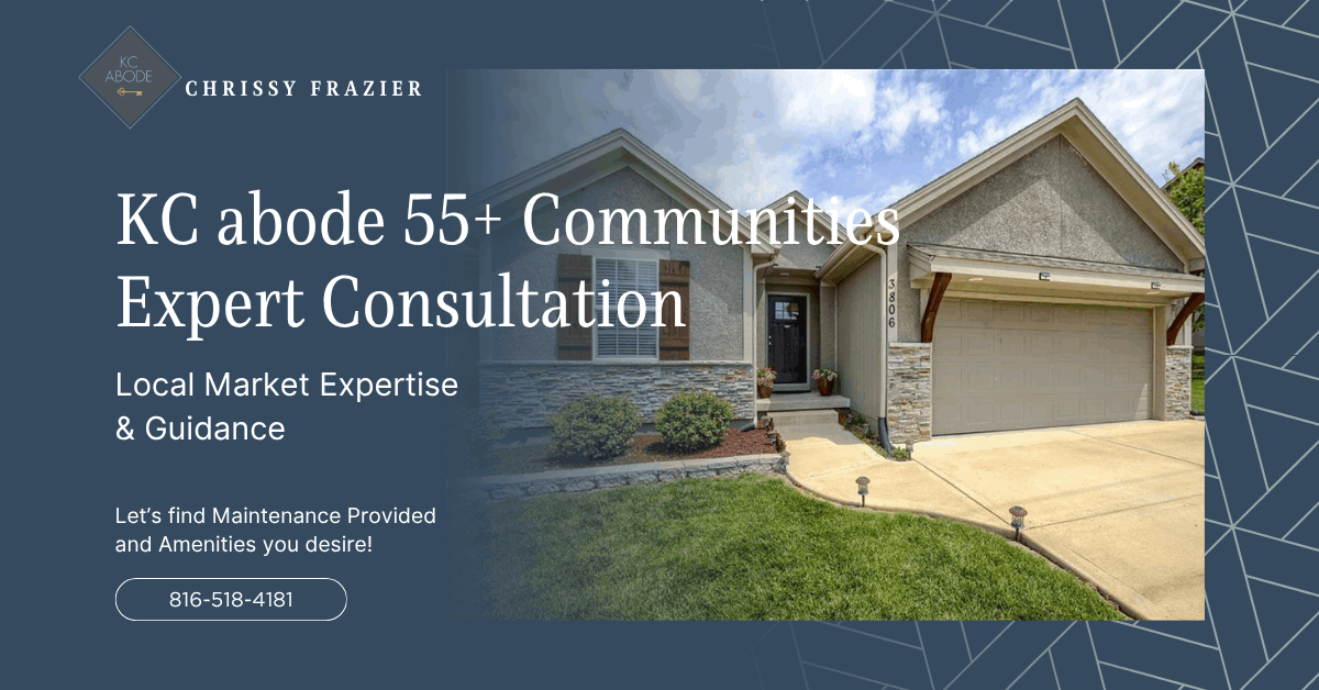 Peaceful maintenance provided neighborhood in a 55 plus community in Johnson County Kansas.