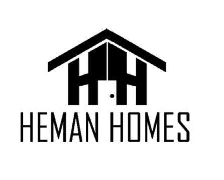 logo black and white heman homes