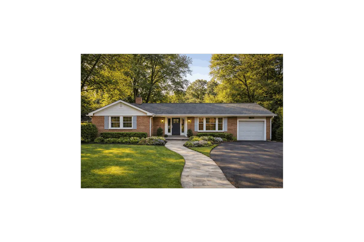 Single-family brick ranch home with attached garage and curb appeal in Silver Spring MD