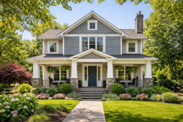 Class Falls Church home with an inviting porch and great curb appeal