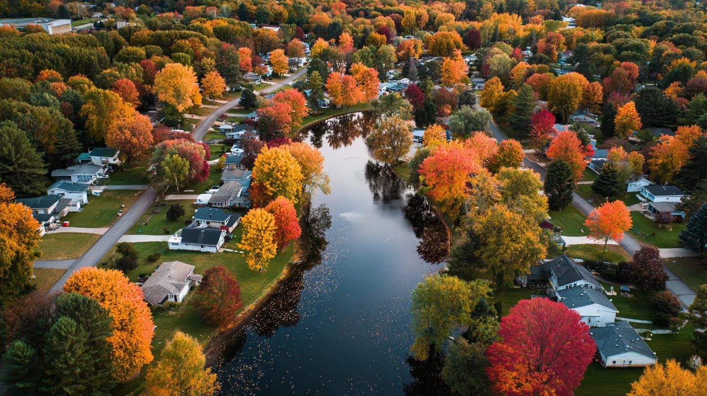 lpsocial_aerial_fall_neighborhood_around_a_small_lake_vibrant_306cd4cc-ca73-4bfd-8ffd-dfb0123faa11_1