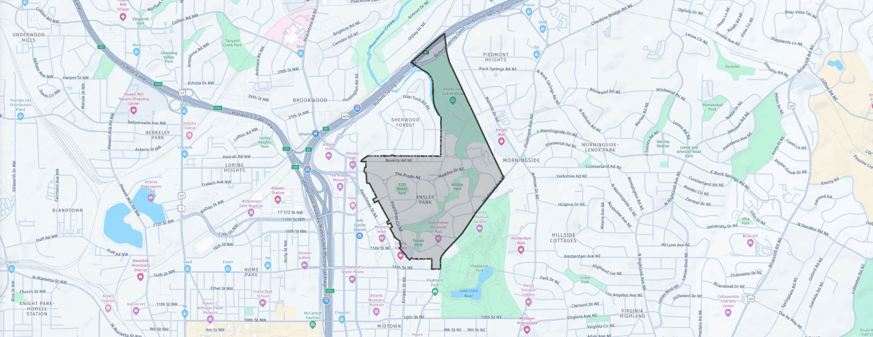 Ansley Park Atlanta Neighborhood Map Location
