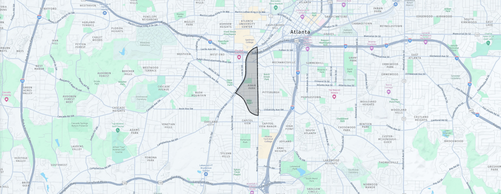 Adair Park Atlanta Neighborhood Map Location