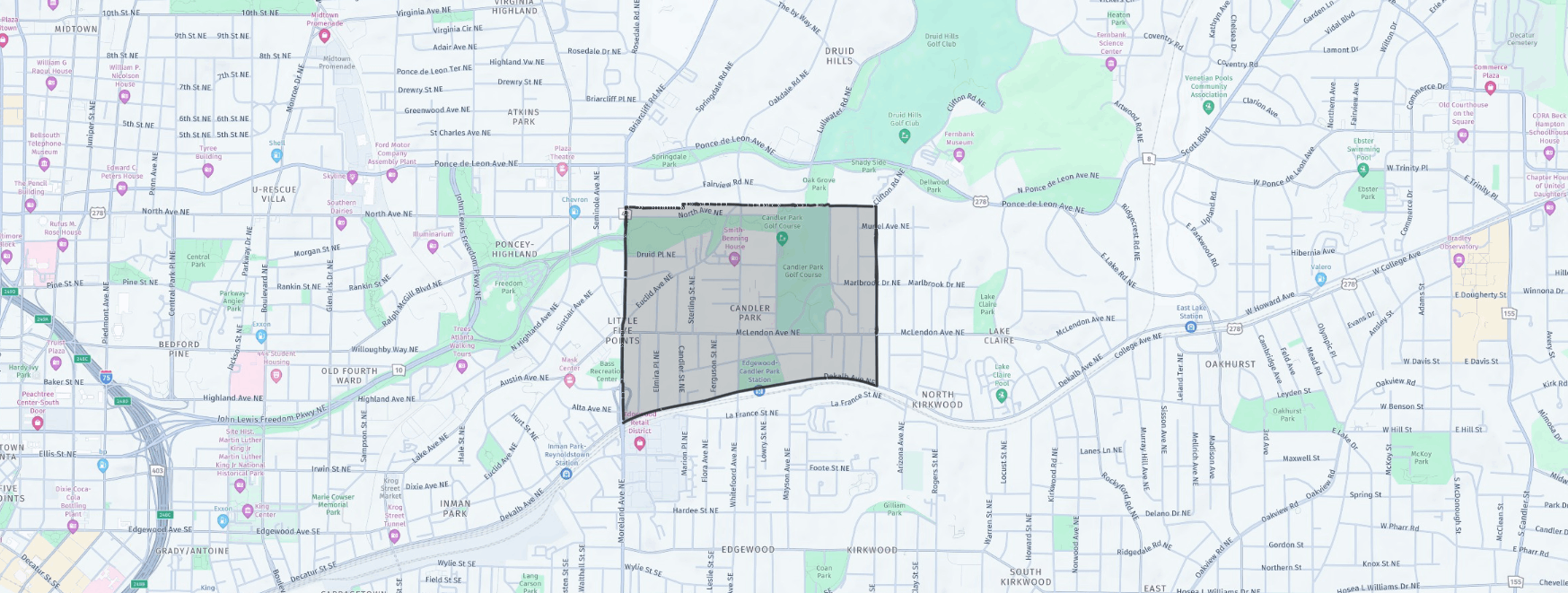 Candler Park Atlanta GA Map Location