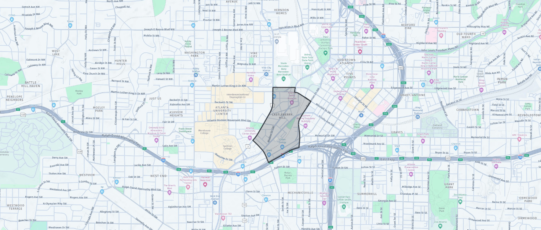 Castelberry Hill Atlanta GA Map Location