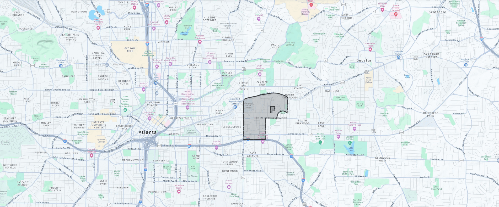 Edgewood Atlanta Neighborhood Map