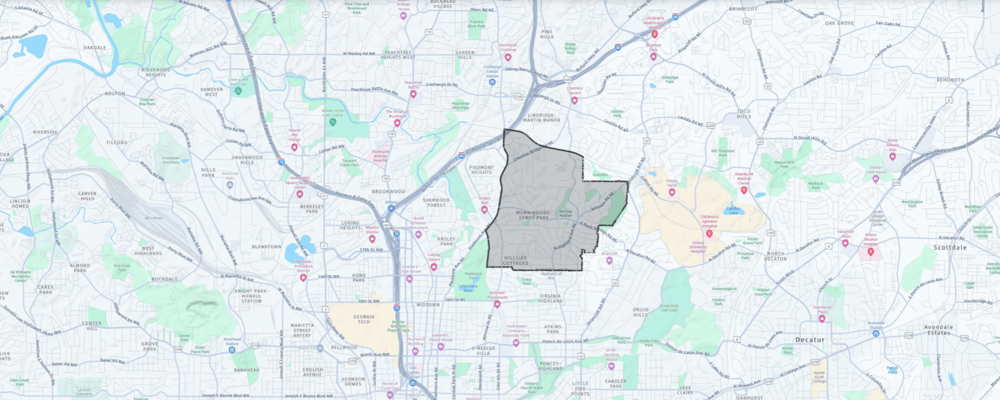 Morningside Lenox Park Map Atlanta