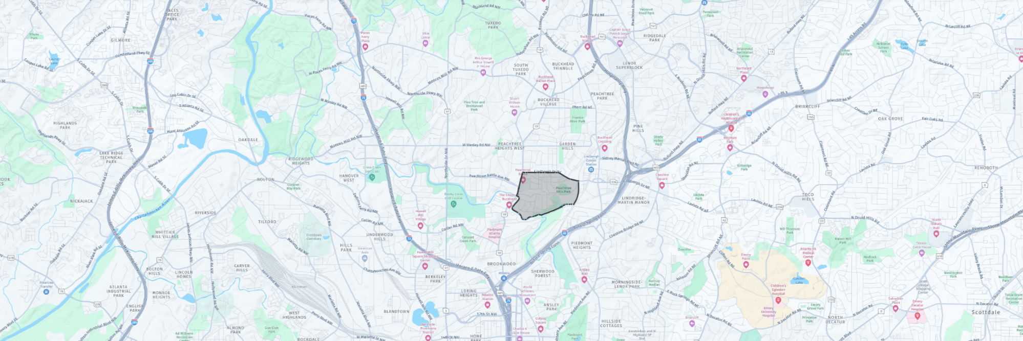 Peachtree Hills Atlanta Map Location