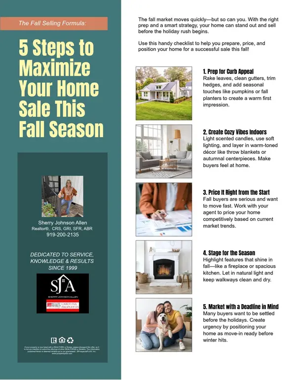 5 Steps to Maximize Your Hom Sale this Fall Season in Liberty & Siler City, North Carolina,Sherry Johnson Allen