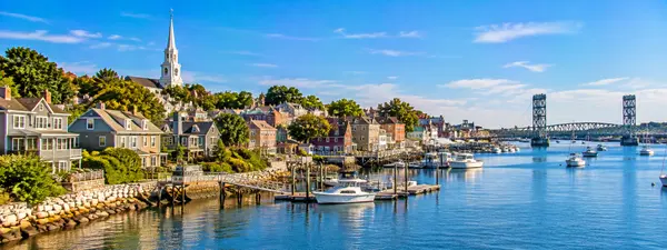 New England Harbor Town Panorama