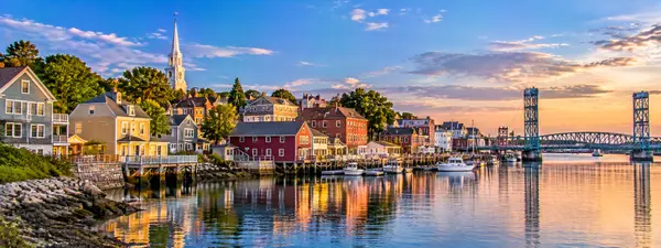 New England Harbor at Dusk