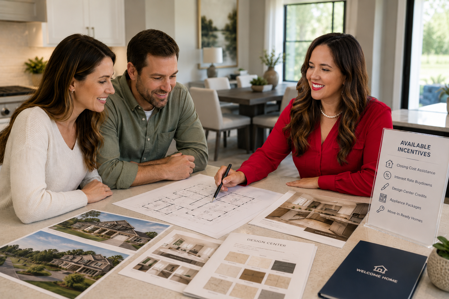 Tu Familia Real Estate agent Eleana Carrion meeting with clients to discuss military relocation, home buying, and moving to Northeast Florida.