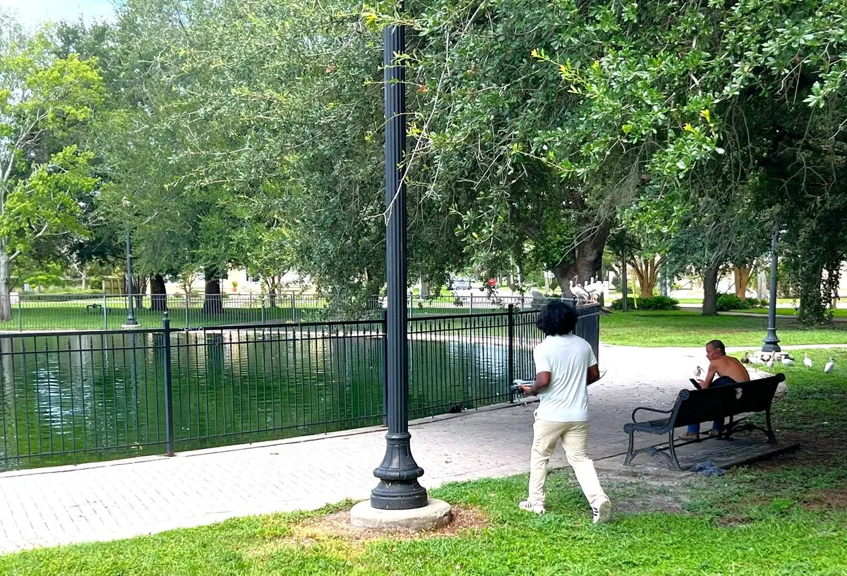 Spring-fed lake and mature trees at Riverside Park in Jacksonville Florida