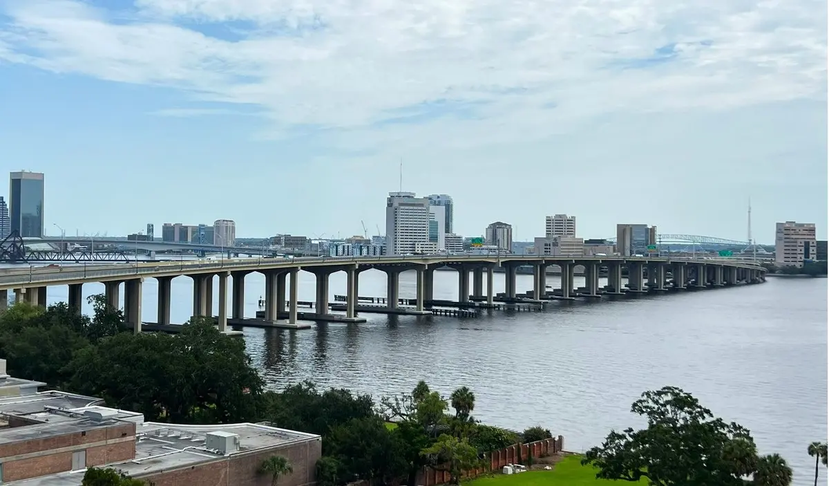 Downtown Jacksonville skyline and bridge across the St. Johns River in Northeast Florida.