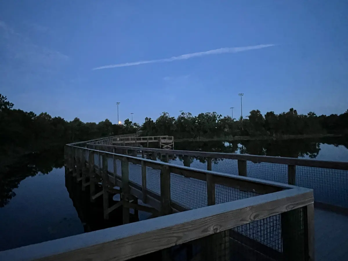Boardwalk over a pond at Fort Family Regional Park near eTown in Jacksonville.