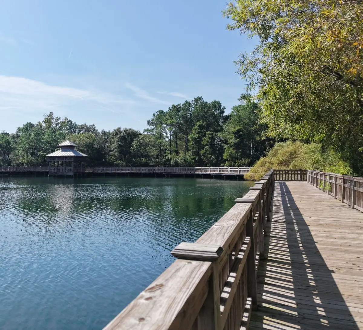 Boardwalk and waterway in a natural recreation area near Ponte Vedra Beach, Florida.