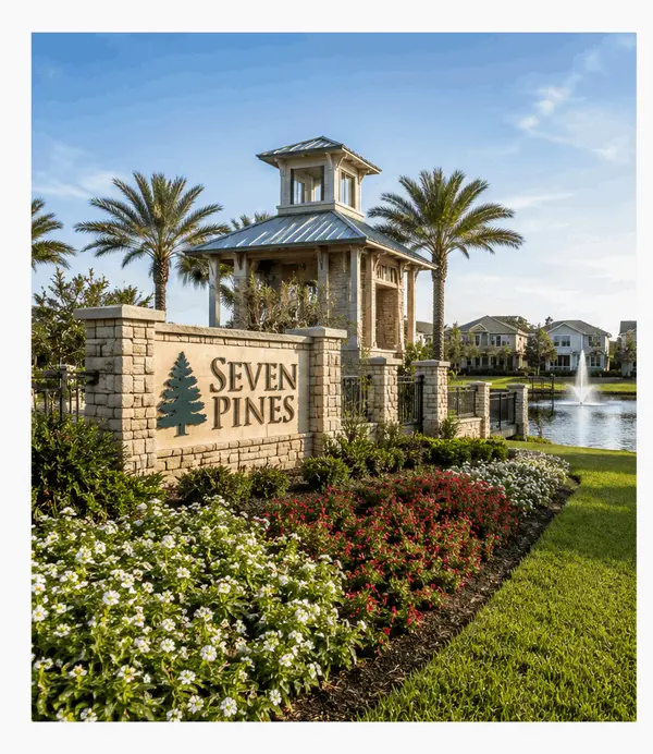 Seven Pines master-planned community in Jacksonville, Florida, featuring new construction homes, community amenities, scenic landscaping, and convenient access to major employment centers.