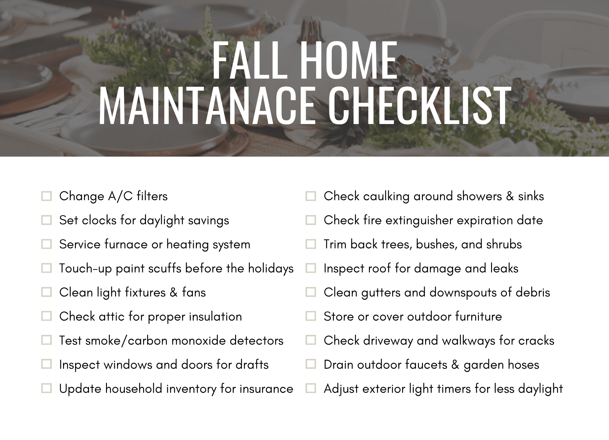 fall home checklist