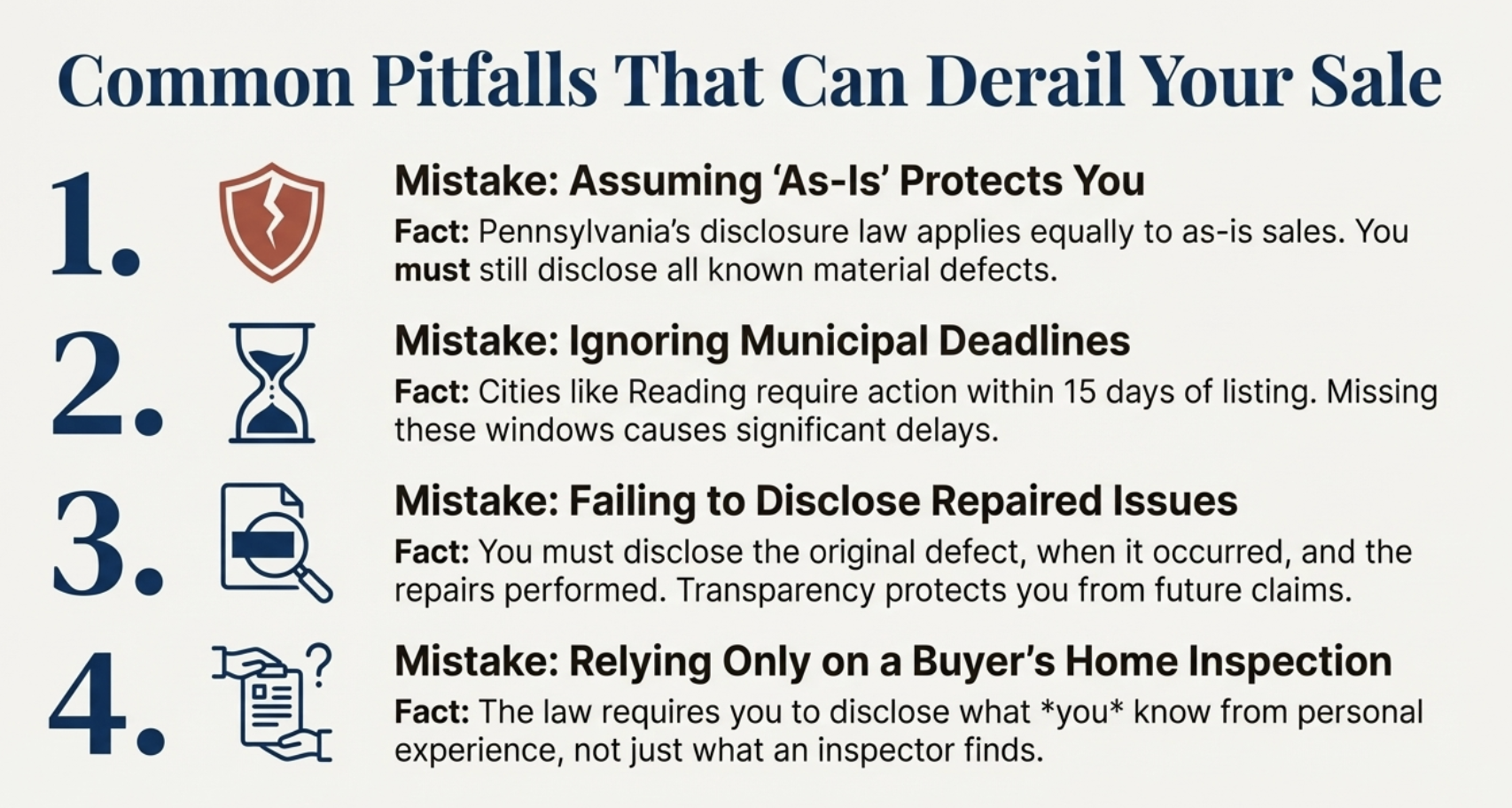 Common Pitfalls for home sellers in Berks County PA