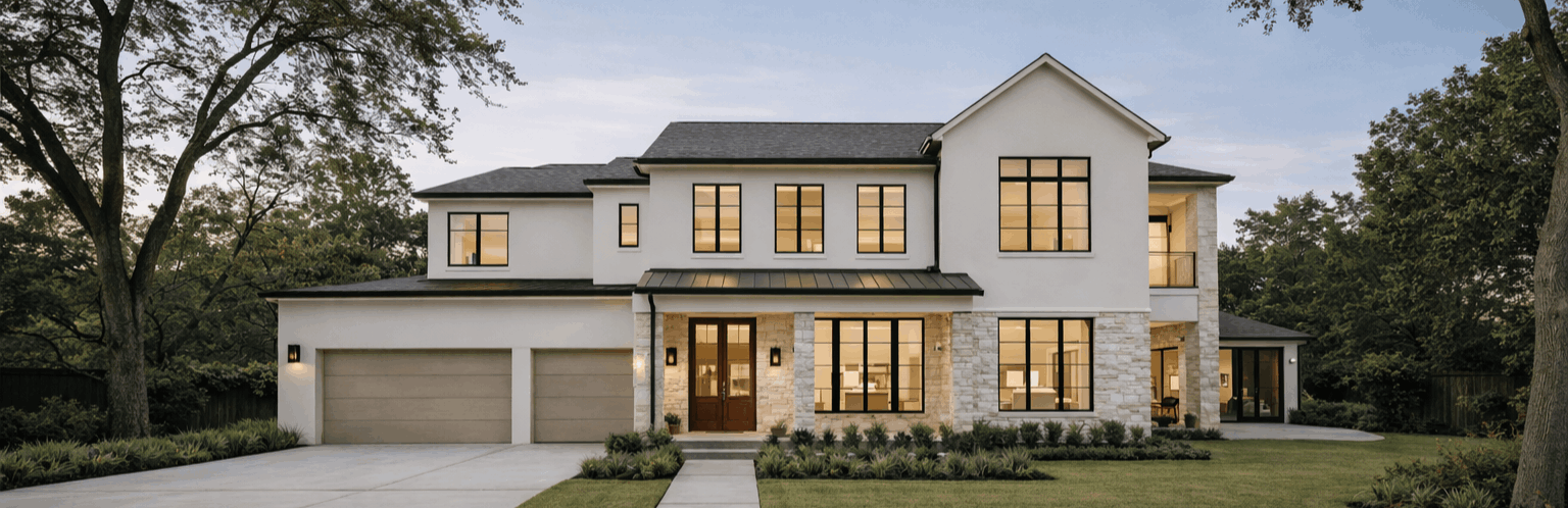 Editorial-style Houston residential architecture photographed in balanced natural light, showcasing clean lines, refined materials, and a calm, modern aesthetic suitable for a luxury real estate feature