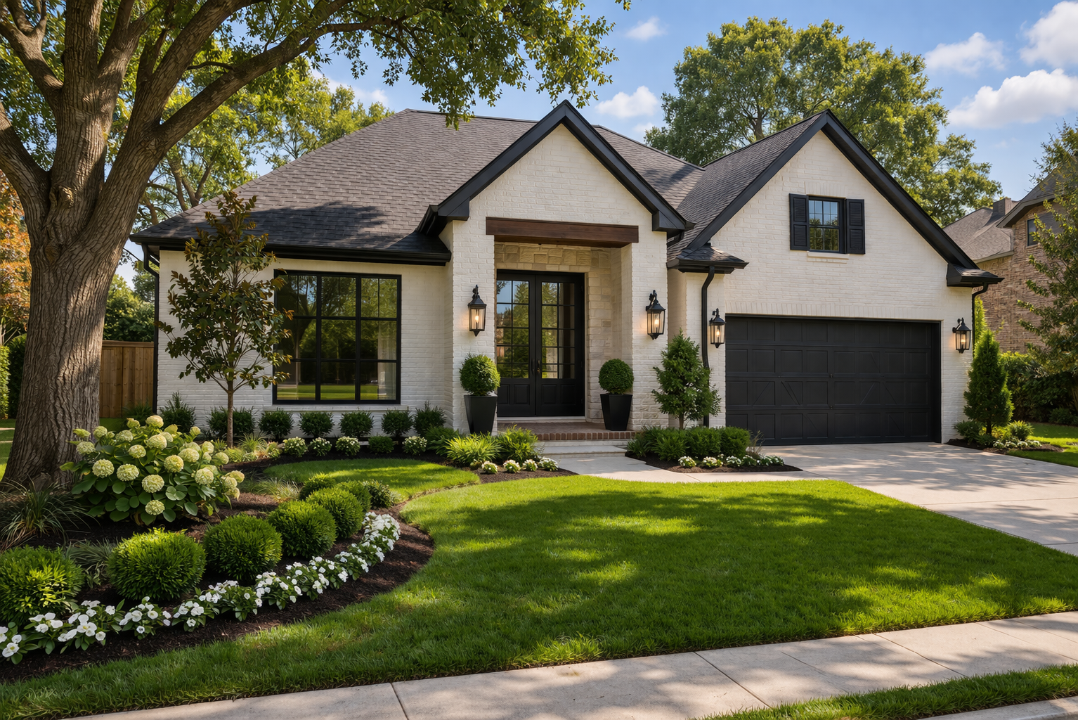 Prepared home exterior in Jersey Village Texas with clean landscaping and strong curb appeal