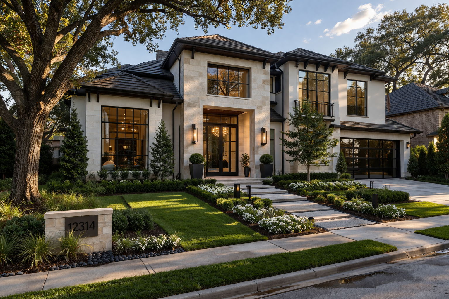 Houston home exterior with strong curb appeal and landscaping
