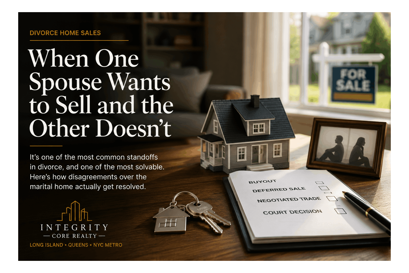 One Spouse Wants to Sell the House, One Doesn't: NY Divorce Options | Integrity Core Realty