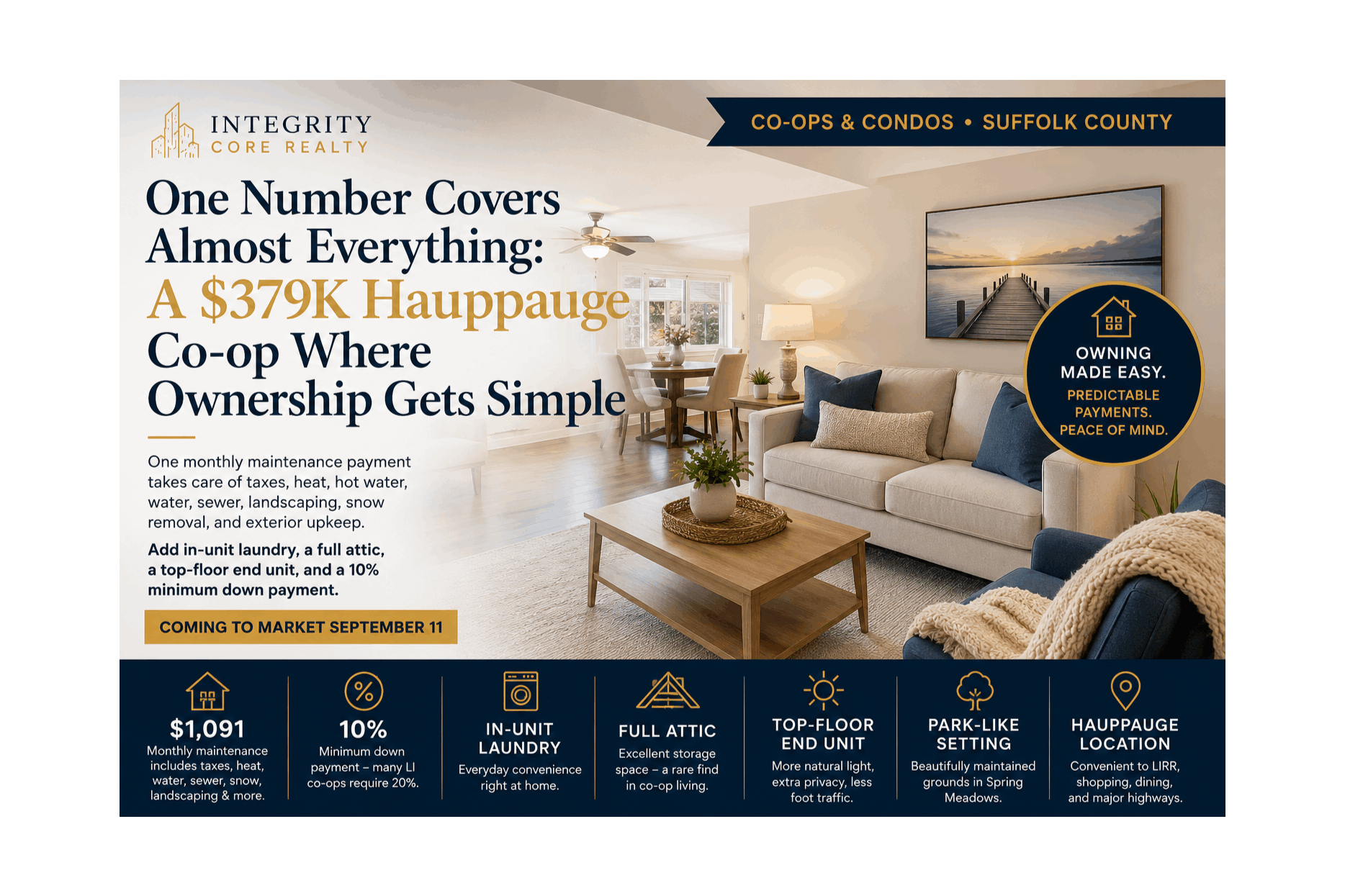 Hauppauge Co-op for Sale, $379K, Maintenance Includes Taxes