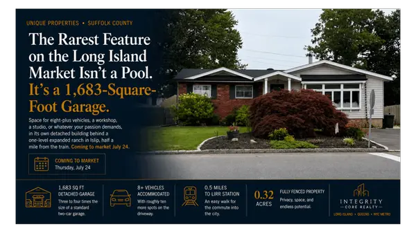 feature image of  Islip Home with 1,683 Sq Ft Garage for 8+ Cars | Integrity Core Realty