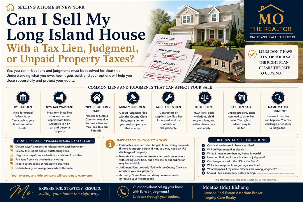 Can I Sell My Long Island House With a Tax Lien, Judgment, or Unpaid Property Taxes?