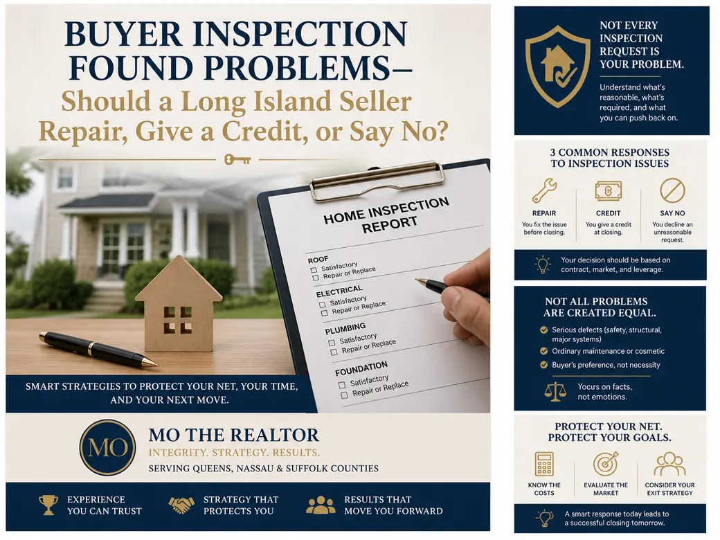 The Buyer’s Inspection Found Problems—Should a Long Island Seller Repair, Give a Credit, or Say No?