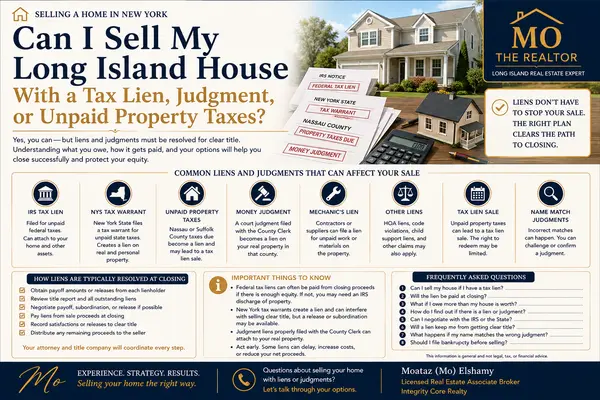 Can I Sell My Long Island House With a Tax Lien, Judgment, or Unpaid Property Taxes?