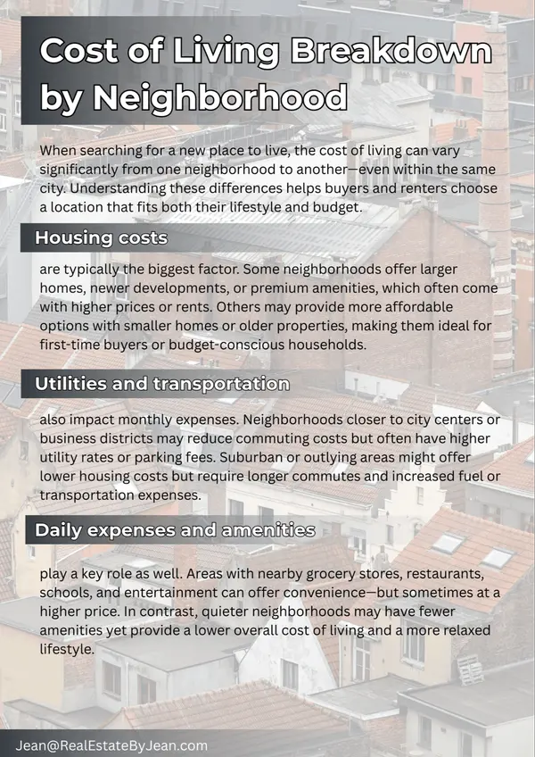 Cost of Living Breakdown by Neighborhood,Jean Gillin