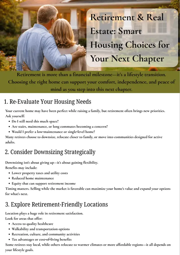 Retirement & Real Estate: Smart Housing Choices for Your Next Chapter,Jean Gillin