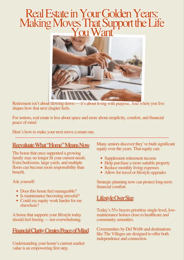 Real Estate in Your Golden Years: Making Moves That Support the Life You Want