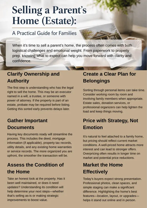 feature image of Selling a Parent’s Home (Estate): A Practical Guide for Families