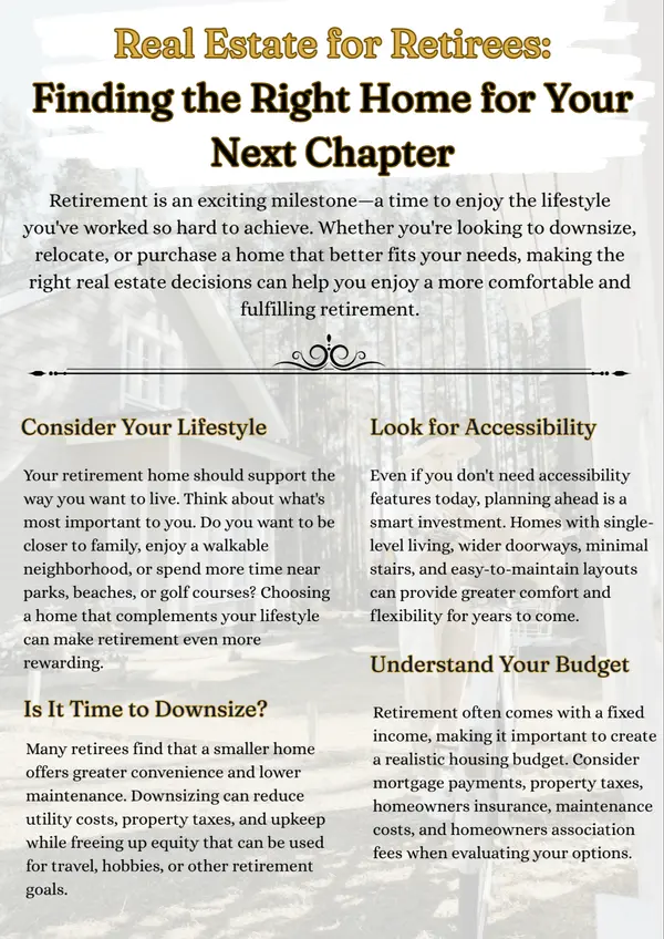 feature image of Real Estate for Retirees: Finding the Right Home for Your Next Chapter
