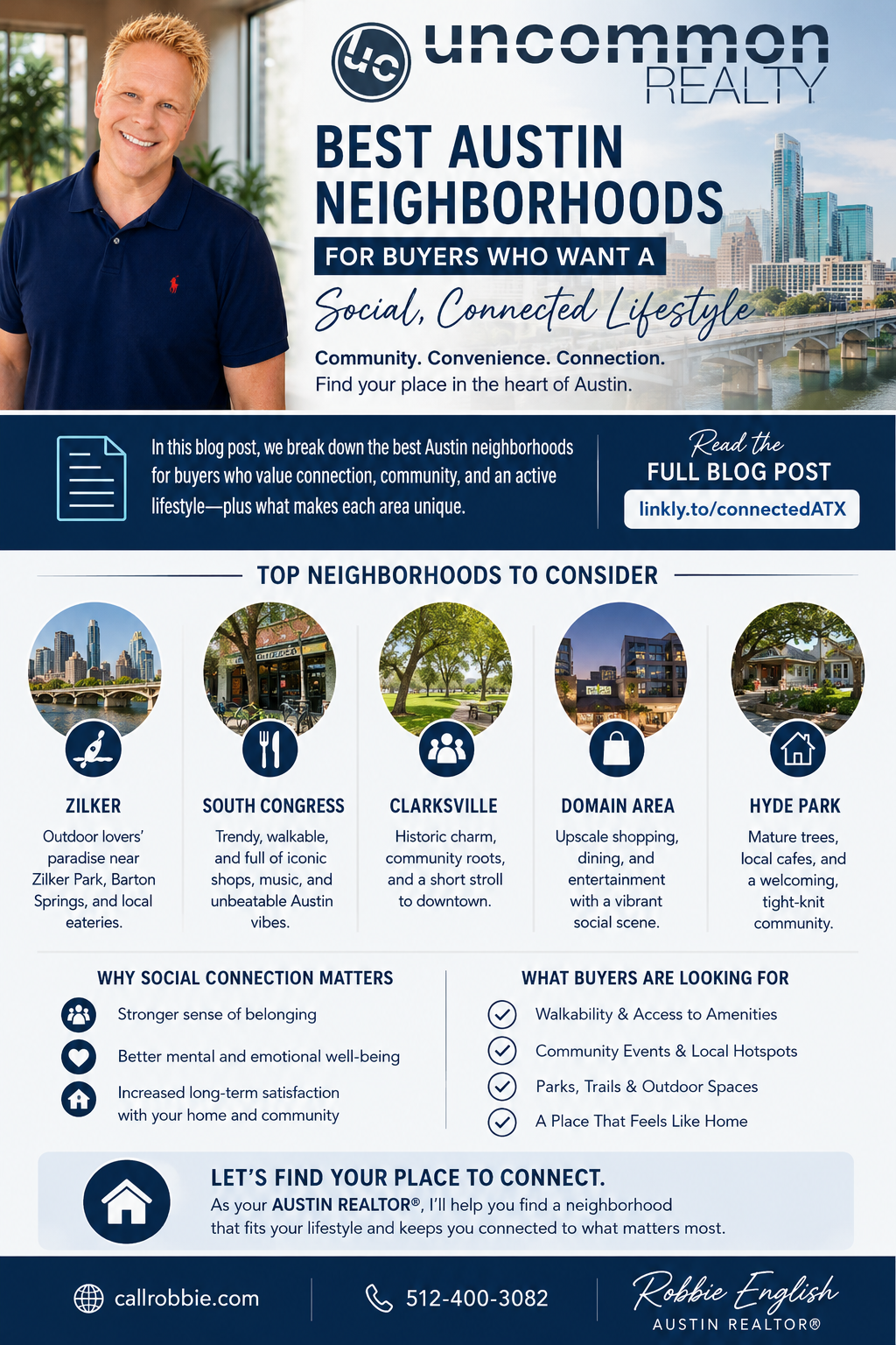 infographic Best Austin Neighborhoods for Buyers Who Want a Social, Connected Lifestyle