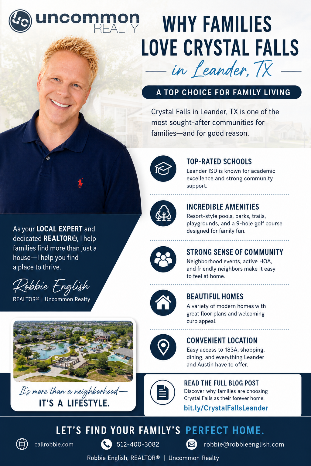 infographic Why Families Love Crystal Falls in Leander TX