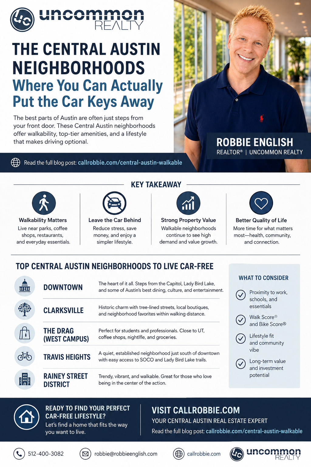 infographic The Central Austin Neighborhoods Where You Can Actually Put the Car Keys Away