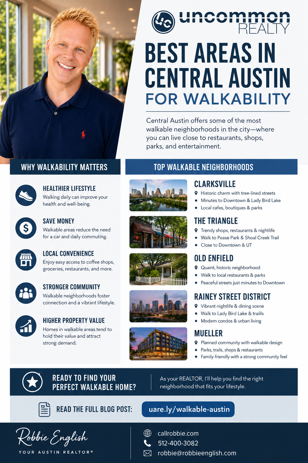 infographic Best Areas In Central Austin For Walkability