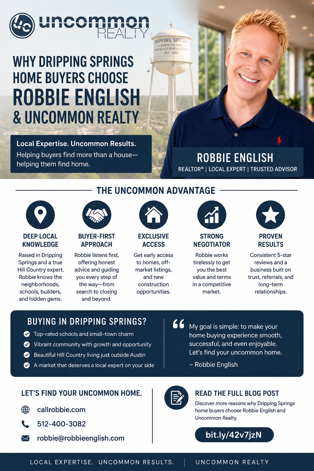 infographic Why Dripping Springs Home Buyers Choose Robbie English and Uncommon Realty