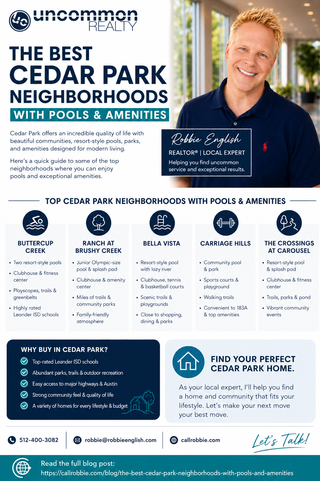 infographic The Best Cedar Park Neighborhoods With Pools and Amenities
