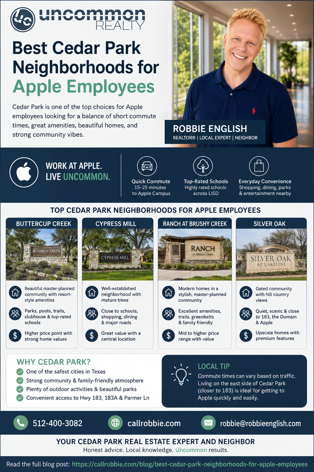 infographic Best Cedar Park Neighborhoods for Apple Employees